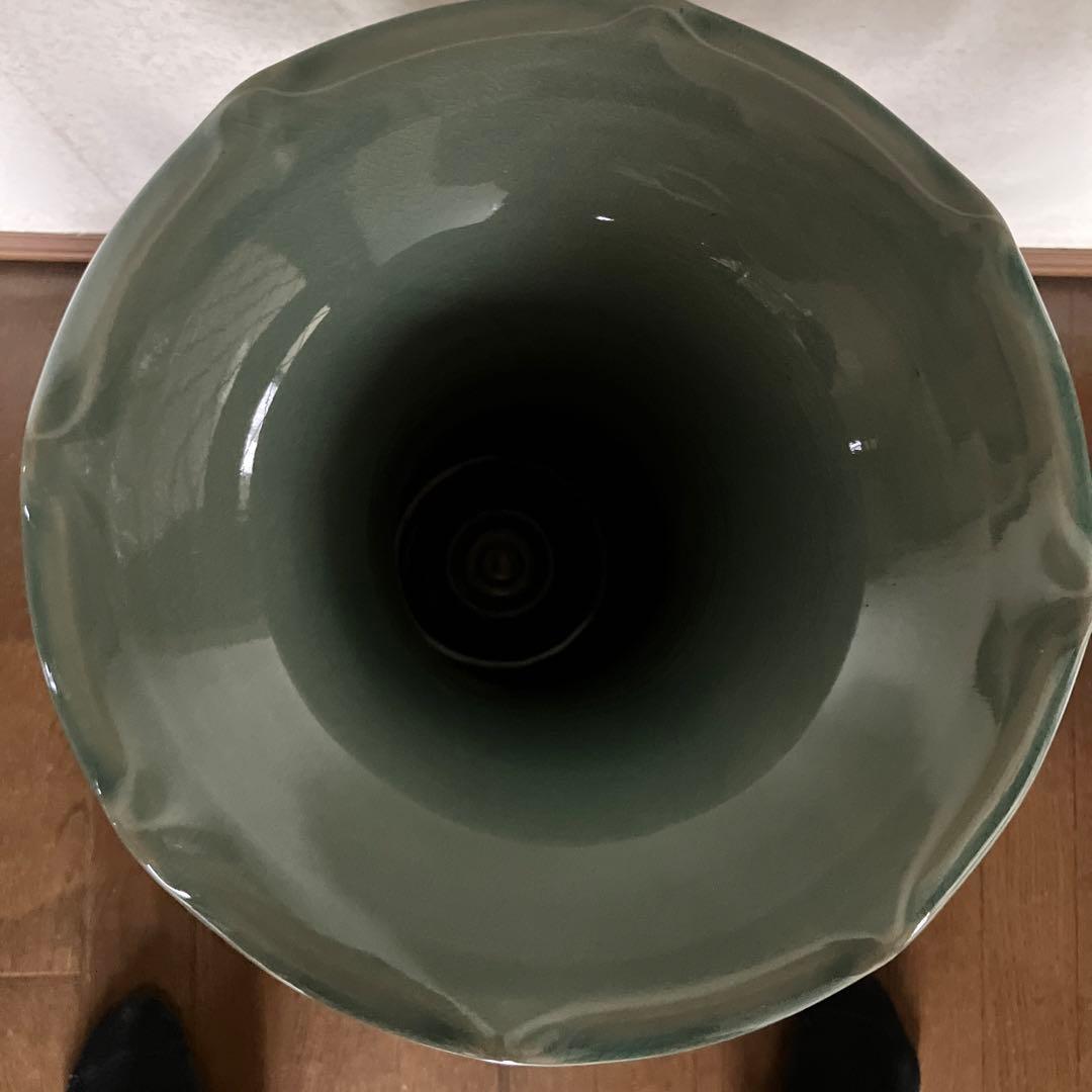 ★2月限定特価【希少•美品】在銘青山作　高麗青磁 特大飾り壺