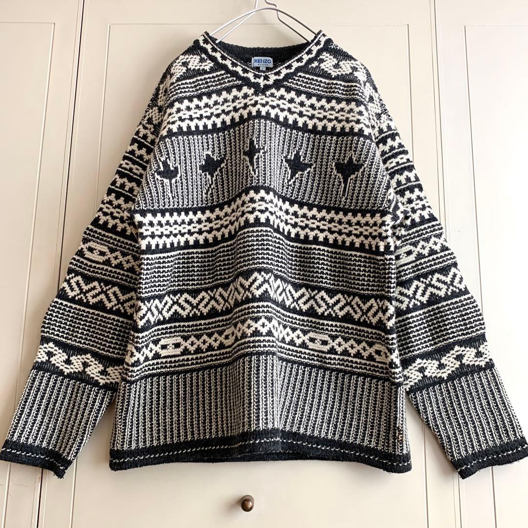 つる様 レア❗️ 90s KENZO HOMME ケンゾー デザインニット