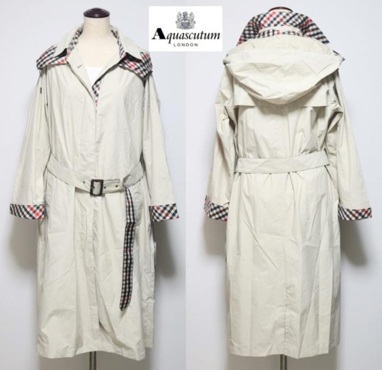 新品【アクアスキュータム】NEWデザイン レインコート フード脱着可 M-L