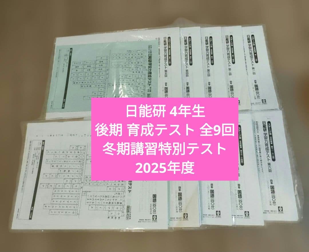【最新版】日能研 4年生 後期 育成テスト(フル)/冬期講習テスト 2025年度