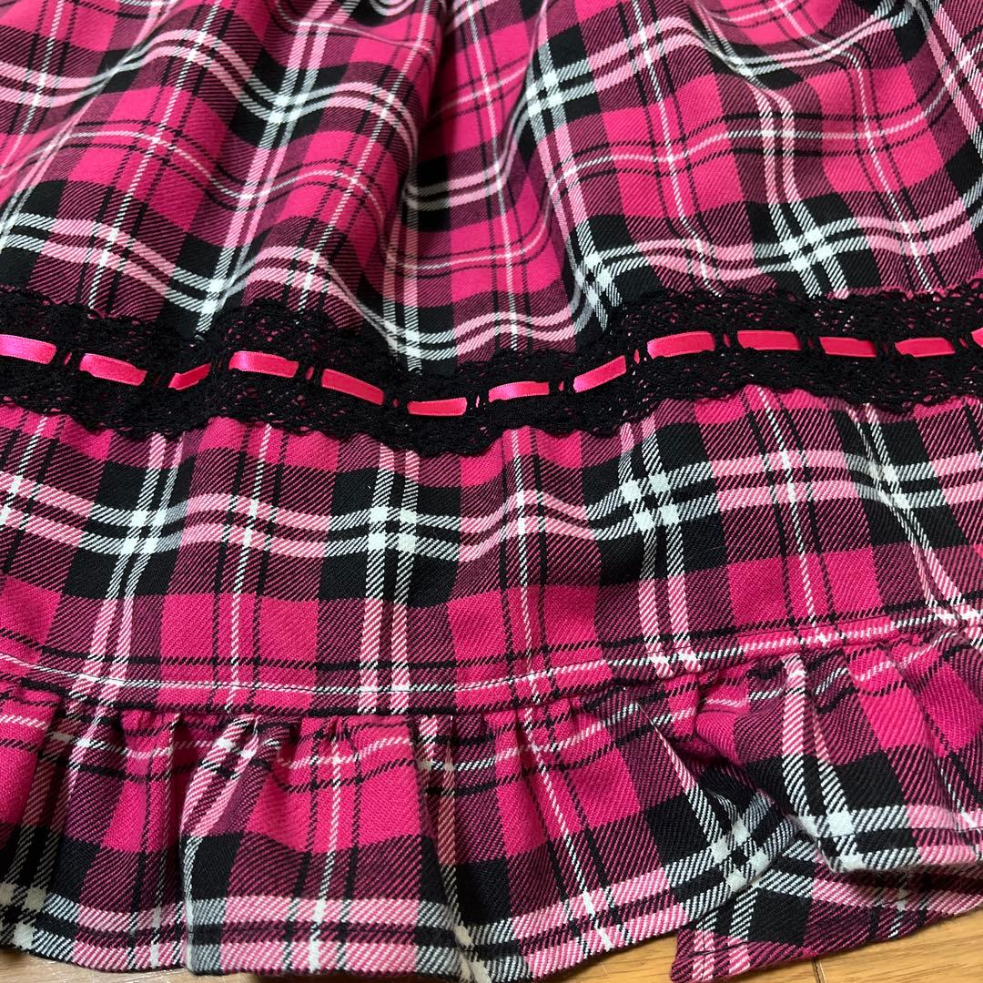 ま*む様 BABY タータンチェックリボンシャーリングプリンセスジャンパースカー