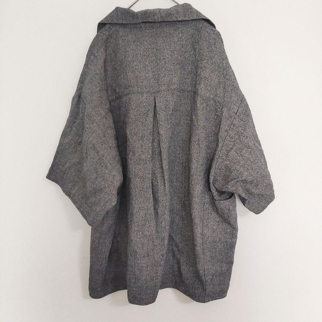 amachi. グレー 五分袖 七分袖 チュニック リネン プルオーバー