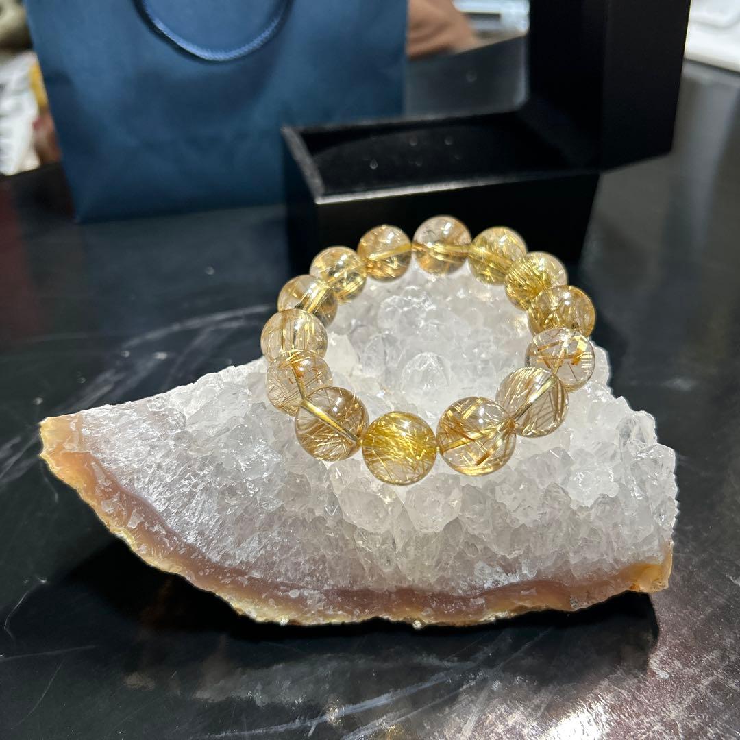 昇仙峡ジュエリータウン、￼ルチル15mm~16mm￼ブレスレットパワーストーン￼