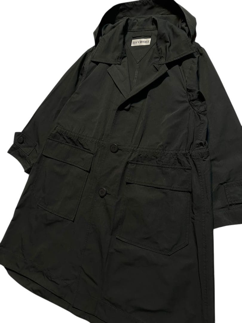 新品同様！イッセイミヤケ スプリングコートジャケット フード取外可能 size1