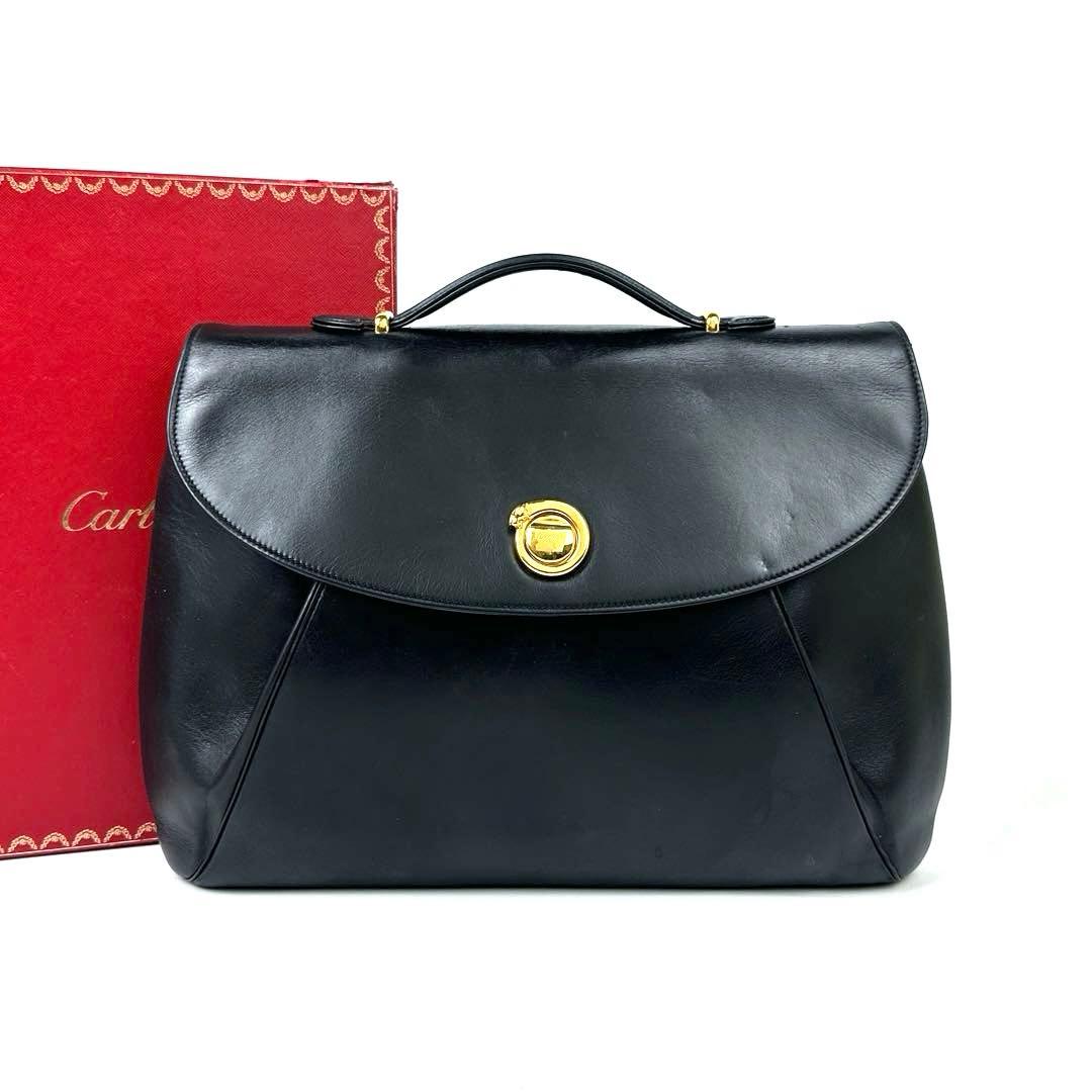 美品 カルティエ パンテール ビジネスバッグ ゴールド金具 フォーマル レザー