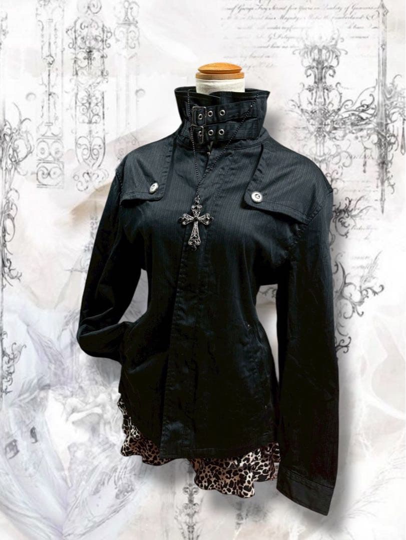 y2k00s当時物　平成ギャルダブルベルトライダース黒ダークコア　ストライプ