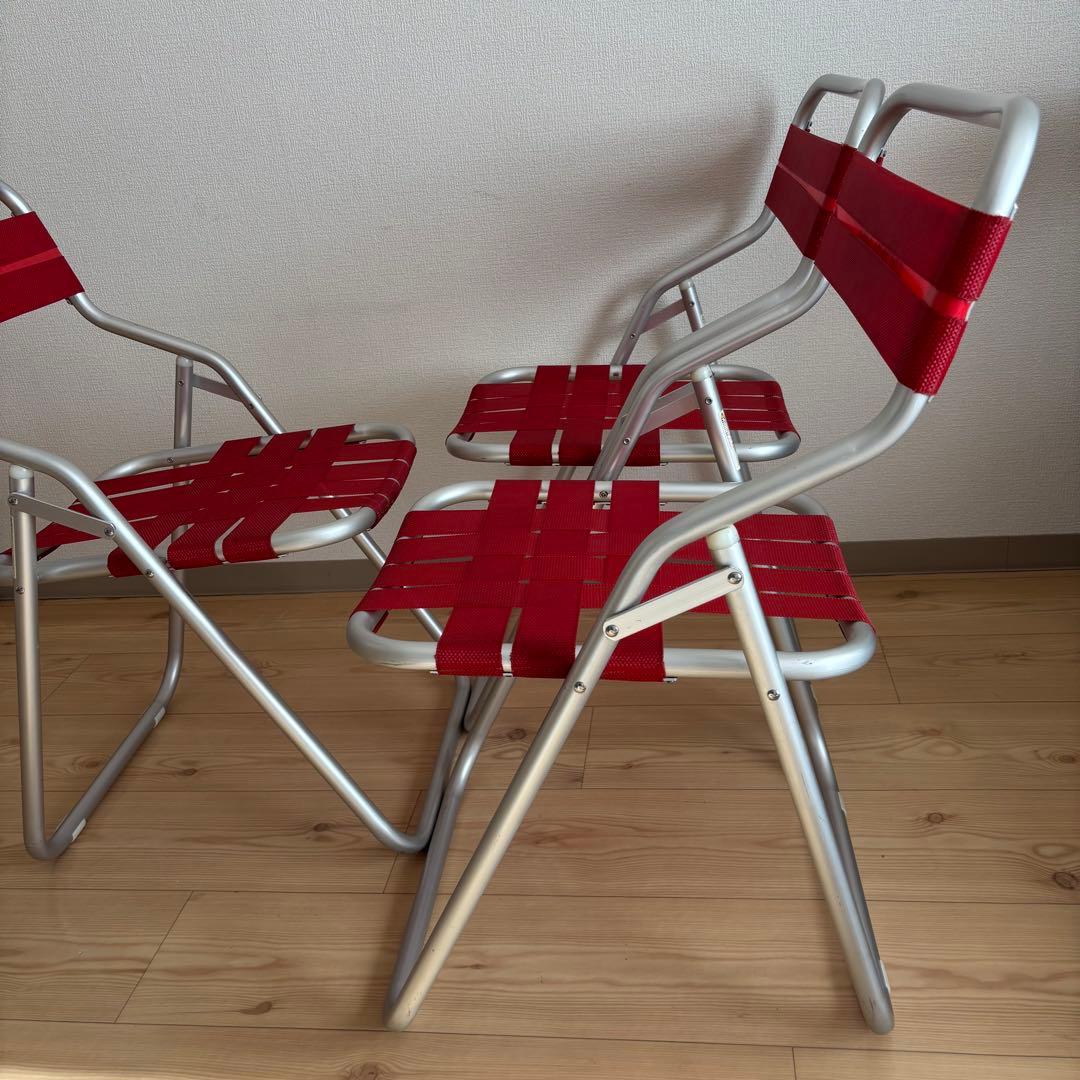 コカコーラ　 折りたたみチェア 赤　パイプイス　ヴィンテージ　3脚セッ