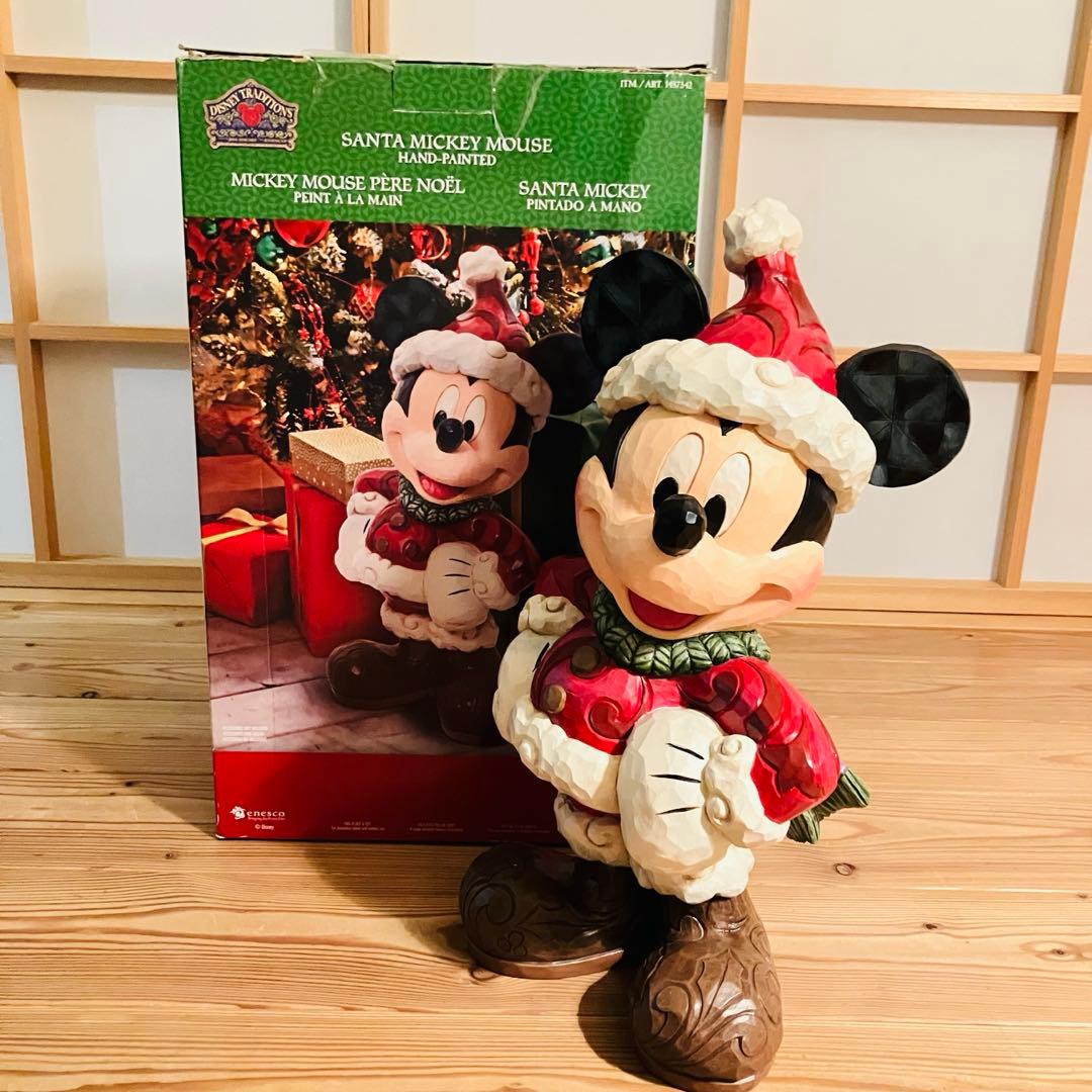 美品ディズニー ミッキー クリスマス サンタ 人形 ジム•ショア オブジェ箱付き
