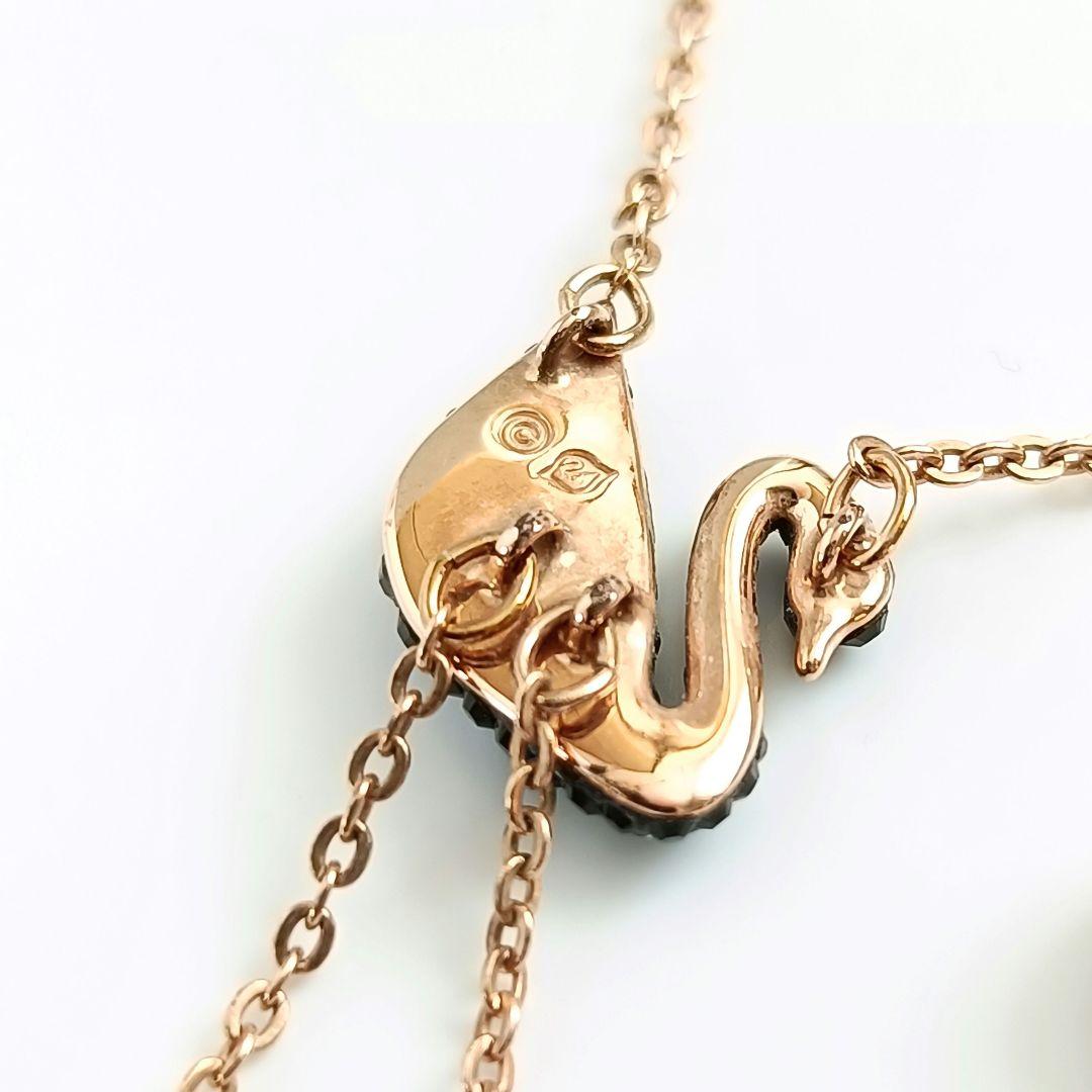 希少 スワロフスキー Y字 ネックレス スワン パール ゴールド 箱付き