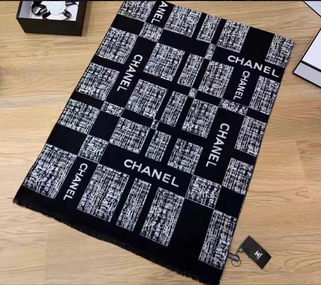 CHANEL ノベルティ ストール 大判 マフラー カメリアリボン付き