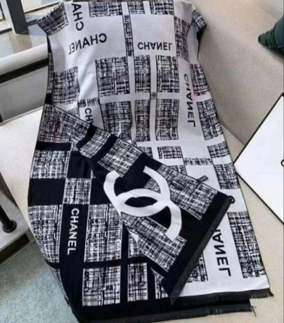 CHANEL ノベルティ ストール 大判 マフラー カメリアリボン付き