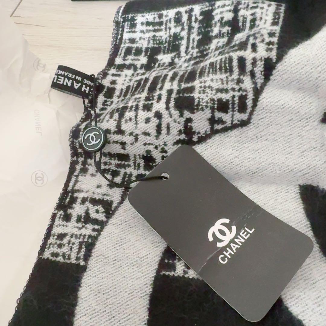 CHANEL ノベルティ ストール 大判 マフラー カメリアリボン付き