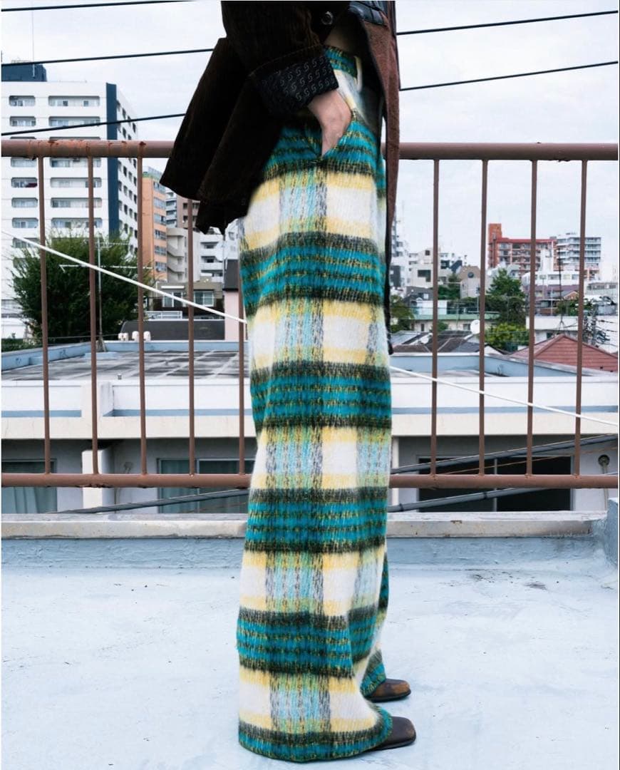 shikitari SHAGGY CHECK PANTS【BLUE】