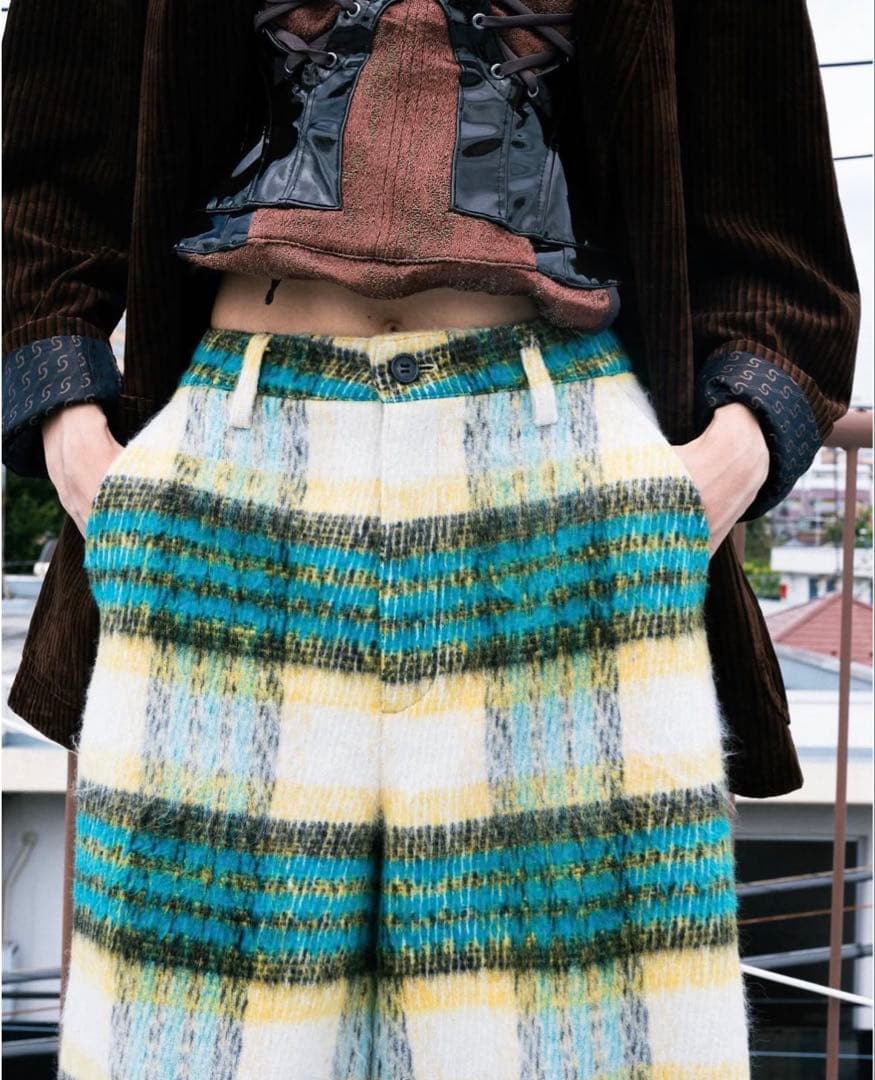 shikitari SHAGGY CHECK PANTS【BLUE】