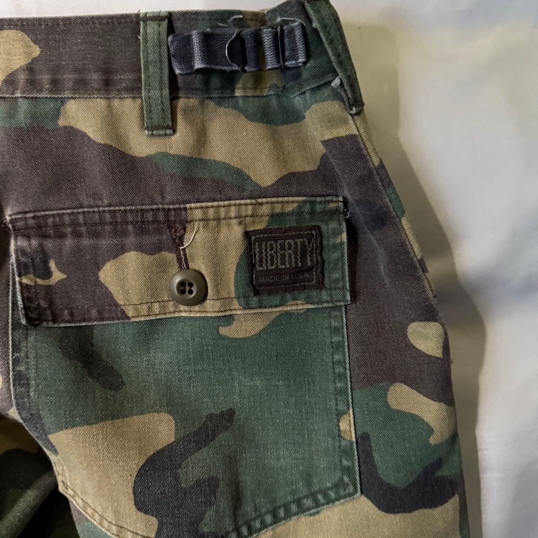 80s vintage USA製 カモ柄 フェード ワイド カーゴパンツ