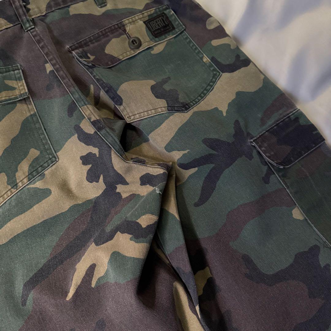 80s vintage USA製 カモ柄 フェード ワイド カーゴパンツ