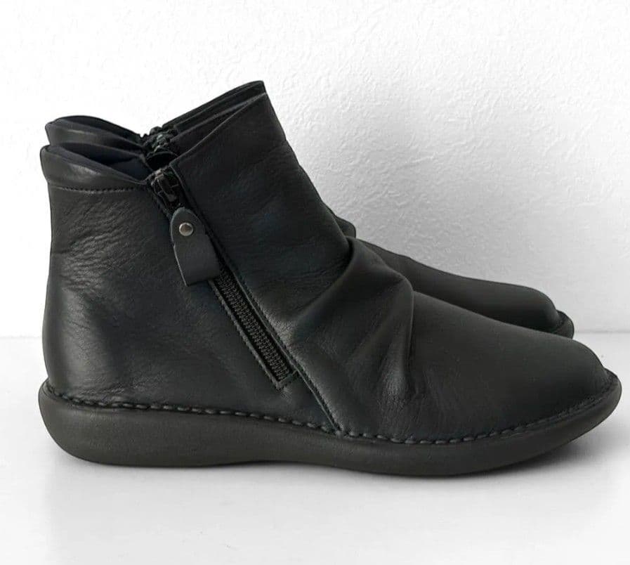 新品 Put's Wファスナー 本革 ショートブーツ 黒 23.5 コンフォート