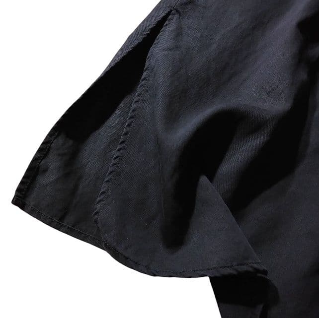 アンタイトル シャツワンピース ロング ネイビー 無地 L 長袖 バンドカラー