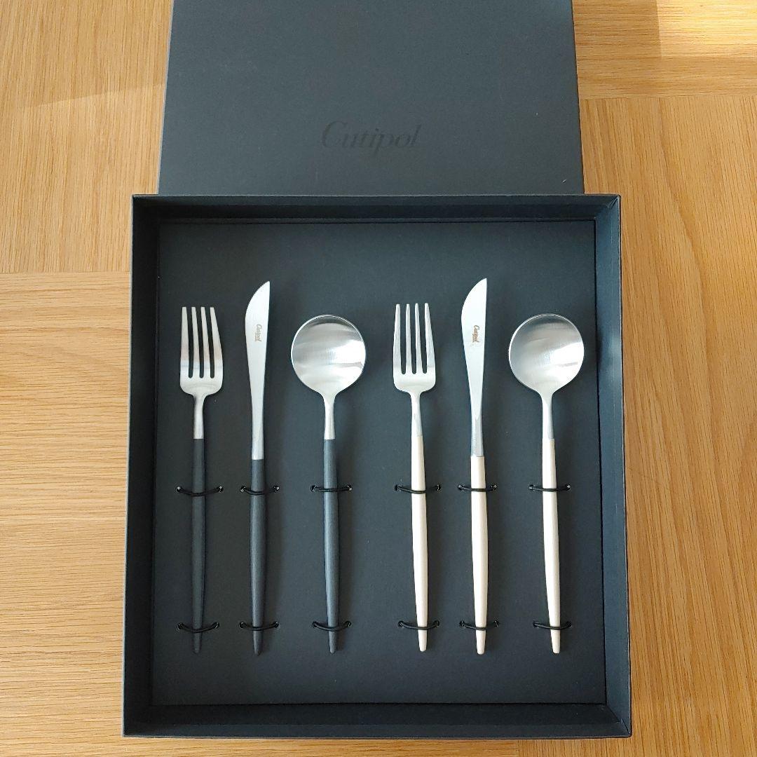 新品未使用 Cutipol＊カトラリーセット 6点 ブラック&オフホワイト