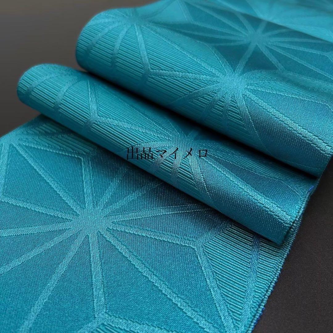 古典しじら織　浴衣　綿 粋な夏着物 縞柄　半幅帯　麻の葉　2点 0725③