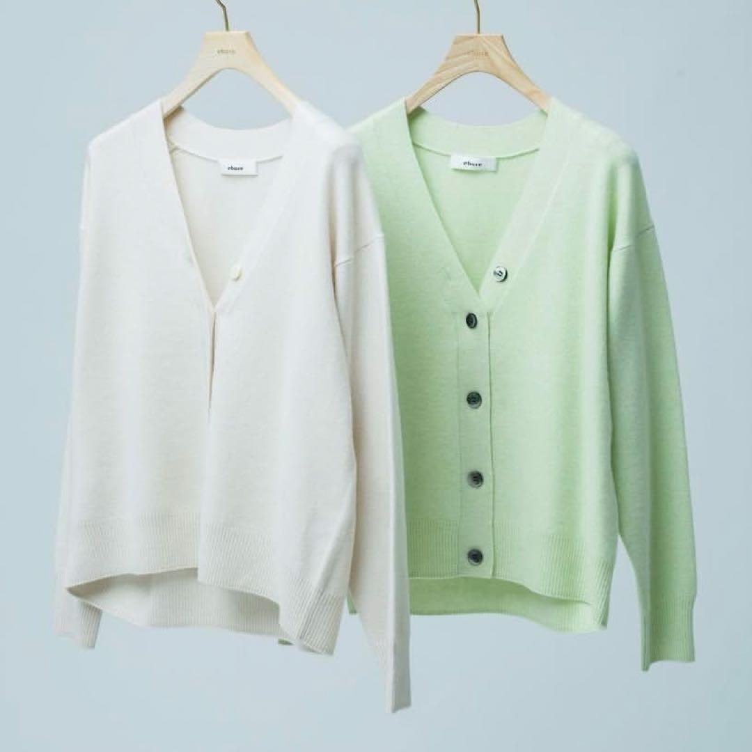 美品 ebure ハイゲージ カシミヤ カーディガン ホワイト 56,100円