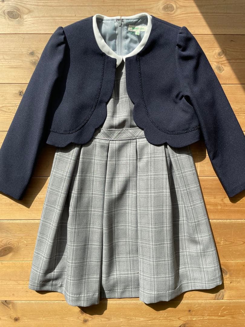 beams mini ネイビー　グレー　120cm セレモニー　ワンピース