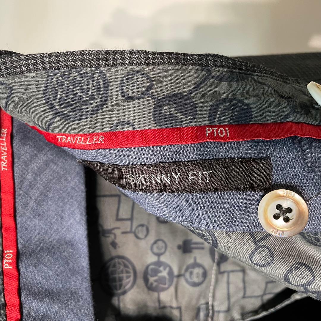 極美品 PT01 トラベラー 46 グレー スキニーフィット ストレッチ
