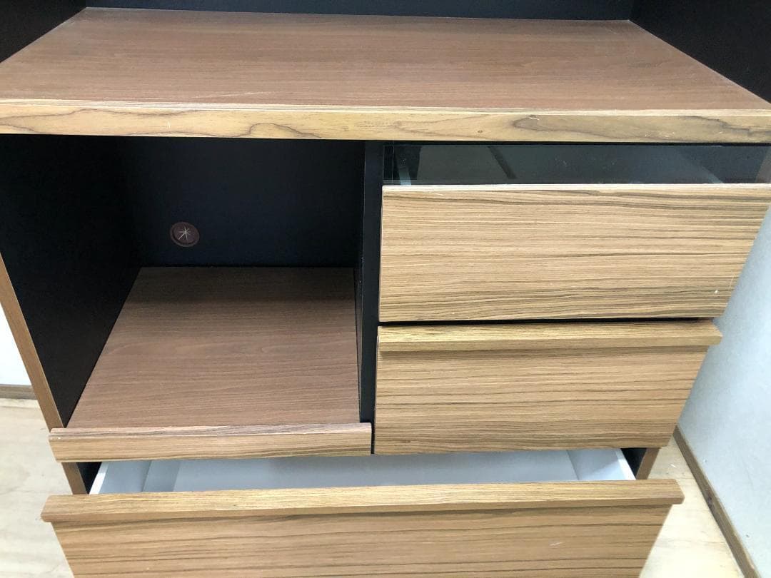 美品 入江木工 キッチンボード レンジボード 食器棚 250318-1