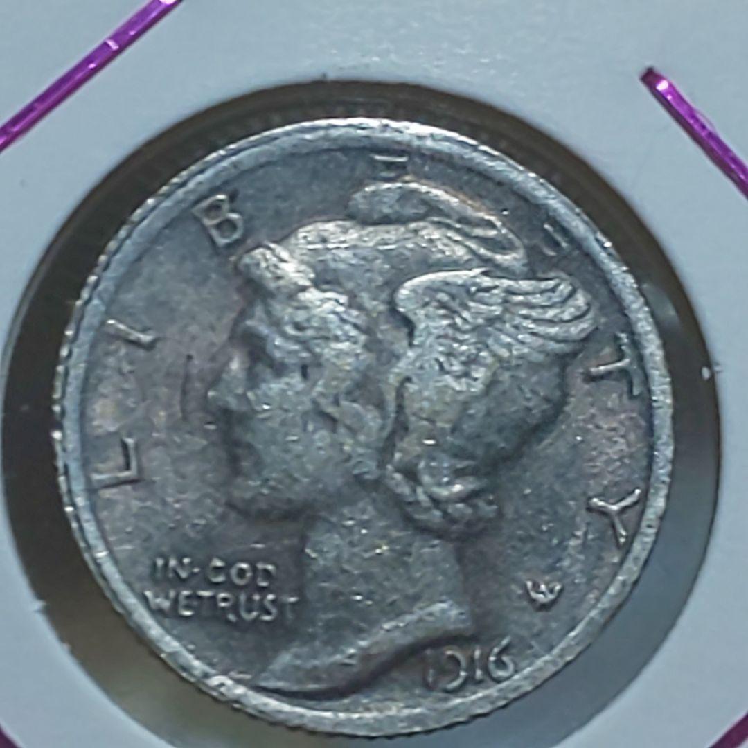 「1916年-D」 マーキュリー銀貨【激レア】【美品】