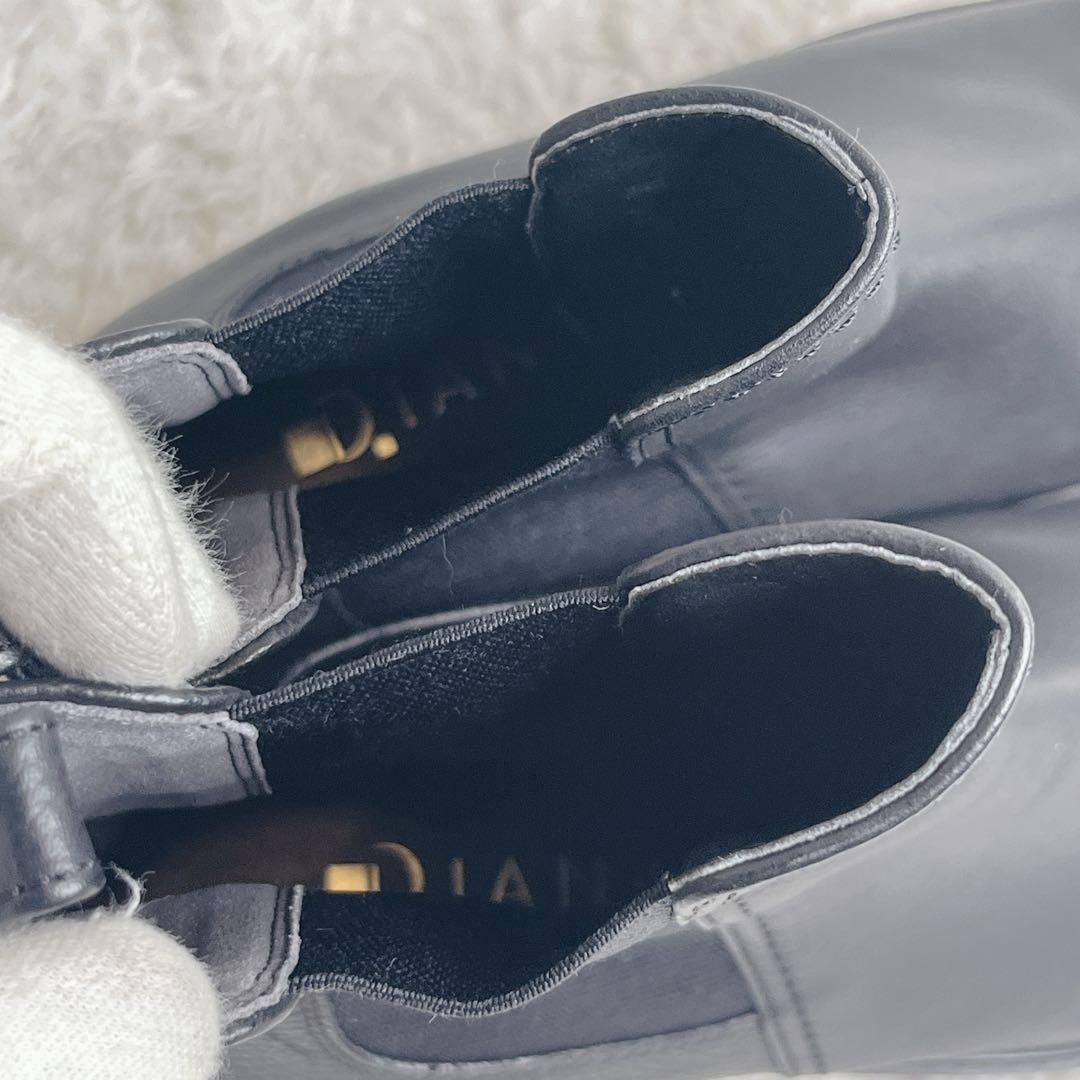 極美品 ダイアナ サイドゴアブーツ 厚底 トラックソール ブラック レザー 24