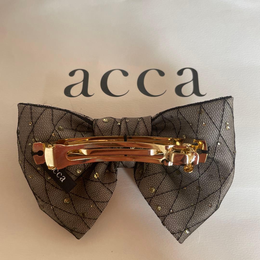 アッカ　クリップ　バレッタ　リボン　レース　ブラック　新品未使用