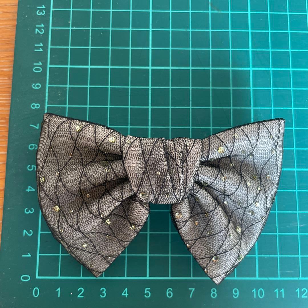 アッカ　クリップ　バレッタ　リボン　レース　ブラック　新品未使用