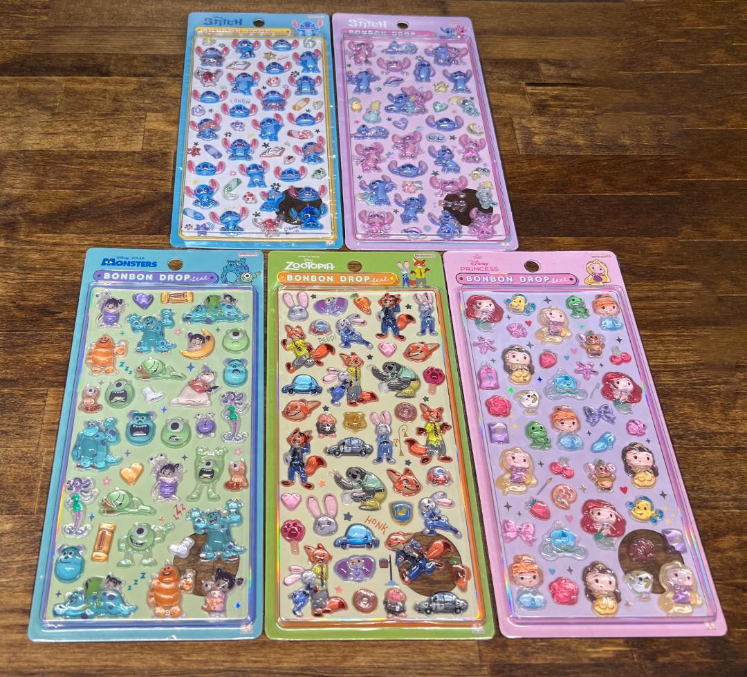 国内正規　ディズニー　ボンボンドロップシール　プリンセス　ズートピア　スティッチ