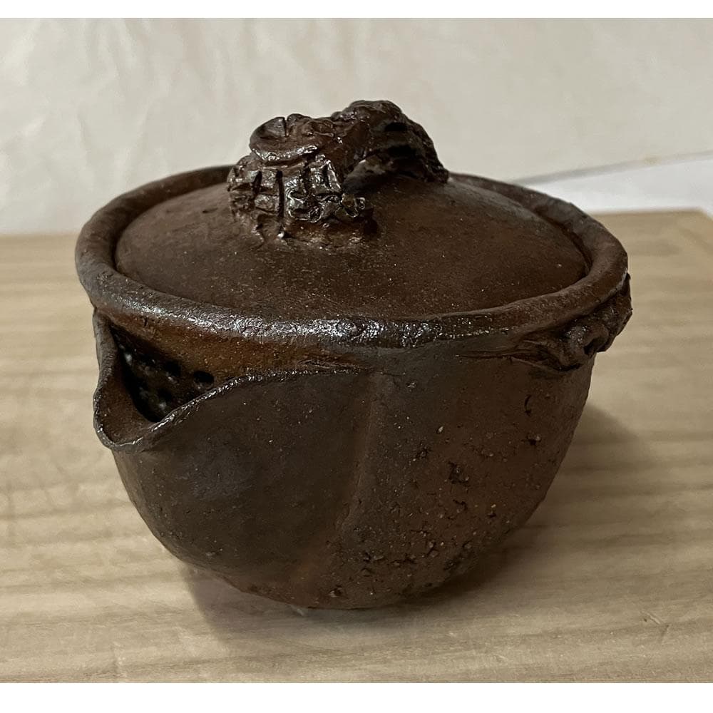 y043 森風来 備前焼 宝瓶 霊芝摘み 合わせ箱 急須 茶道具