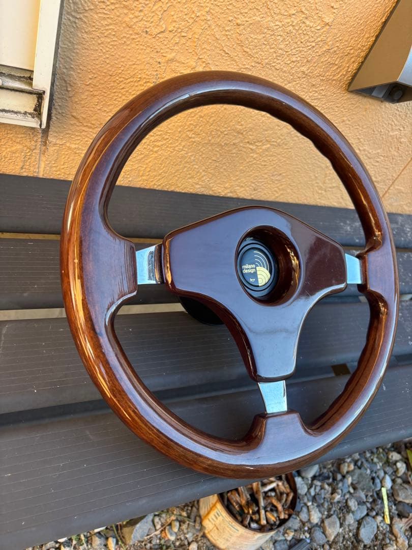 milano design ウッドステアリング ボス付き 35Φ 木目 レトロ