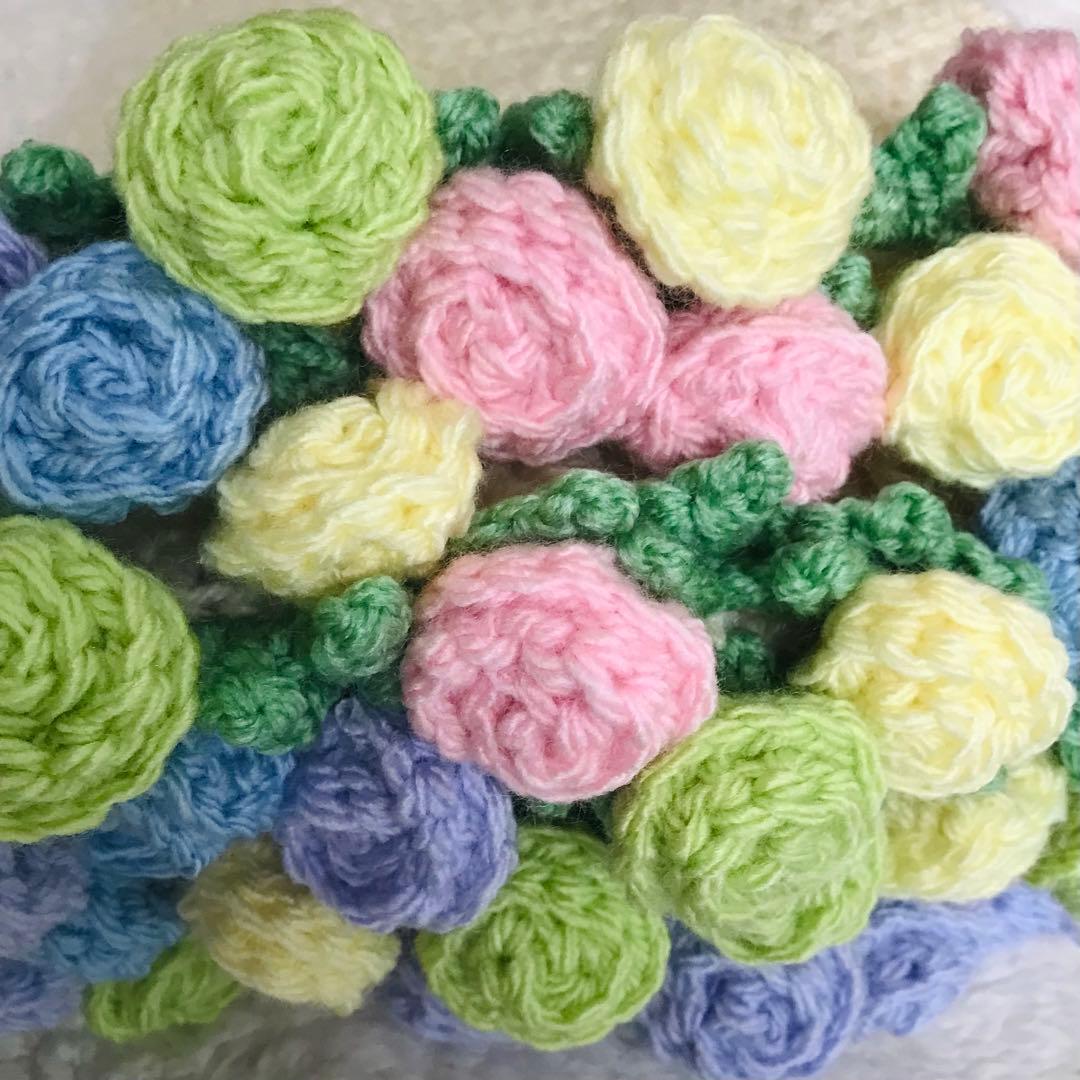 ブーケブランケット　花束ブランケット　薔薇　バラ　編み物　かぎ針編み