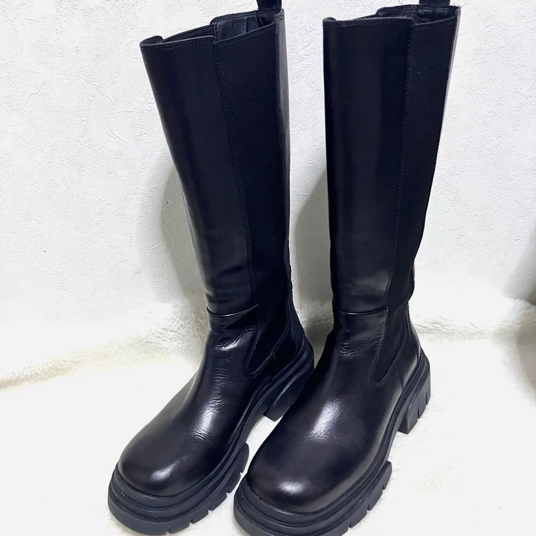 希少 ASH ロングブーツ サイドゴア 厚底 ブラック 38 レザー