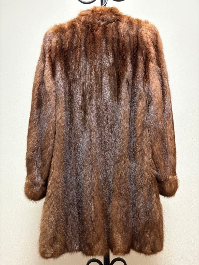毛皮ロングコート ブラウン