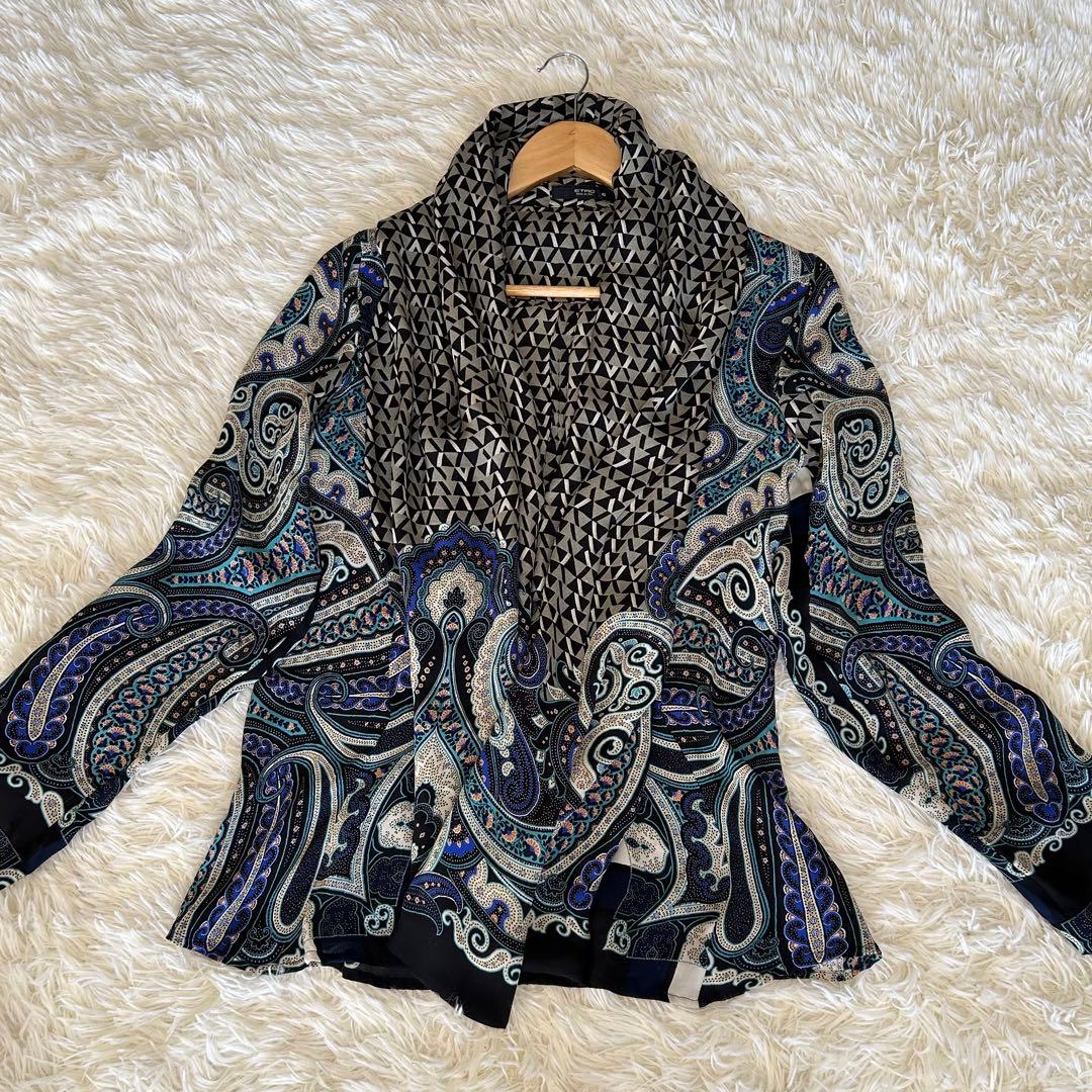 エトロ　ショールカラー風　シルク100　ペイズリー柄　総柄　ブラウス　イタリア製