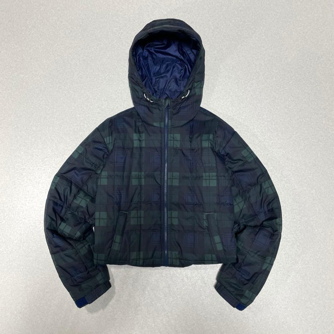 コロンビア hooded puffer jacket チェック　キルティング　S