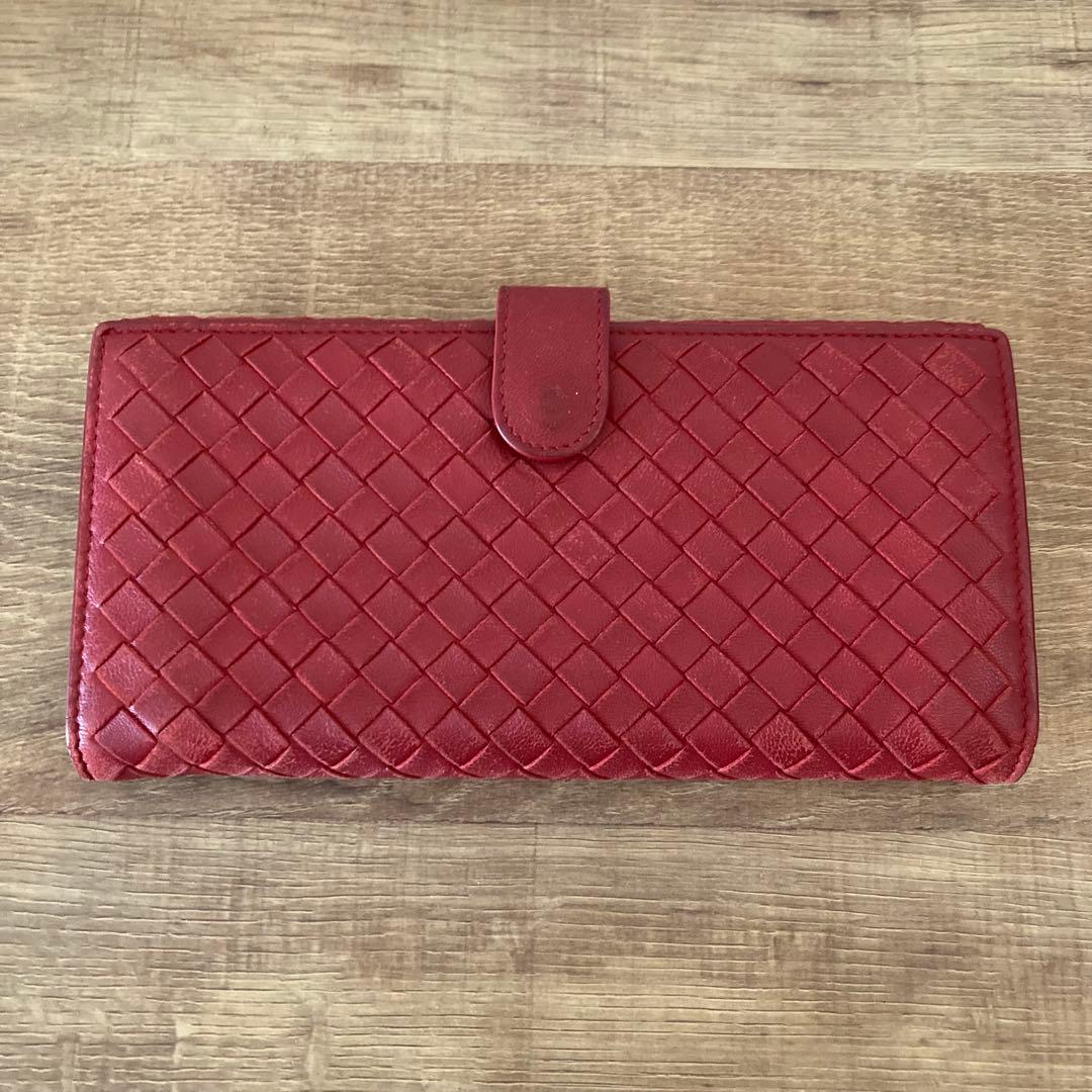 BOTTEGA VENETA ボッテガ イントレチャート 長財布 レッド 赤