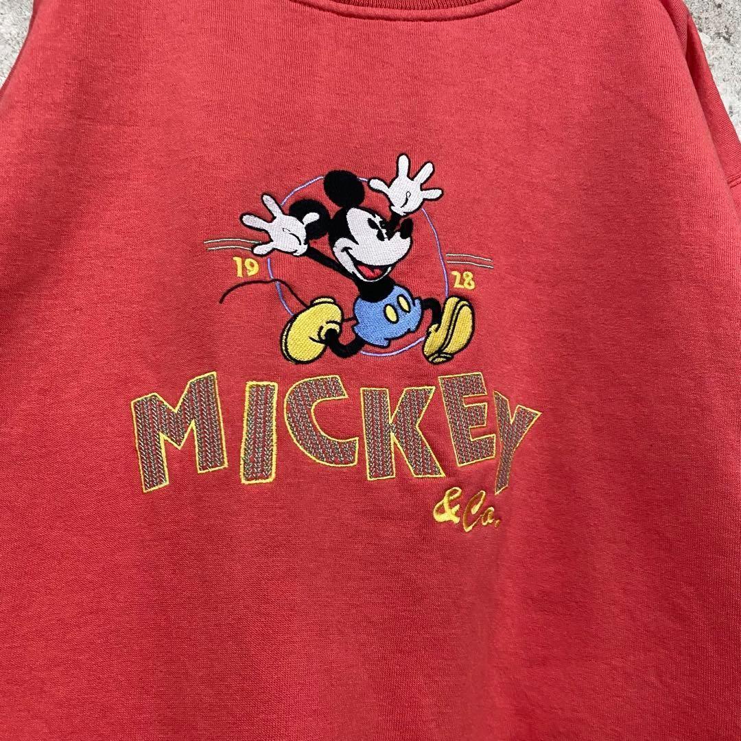 レア90s USA古着◯ディズニー ミッキー刺繍スウェットトレーナー メンズL