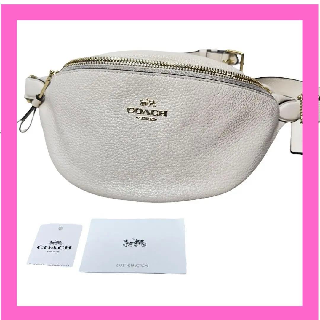 美品　COACH コーチ F48738 レザー ウエストポーチ ウエストバッグ