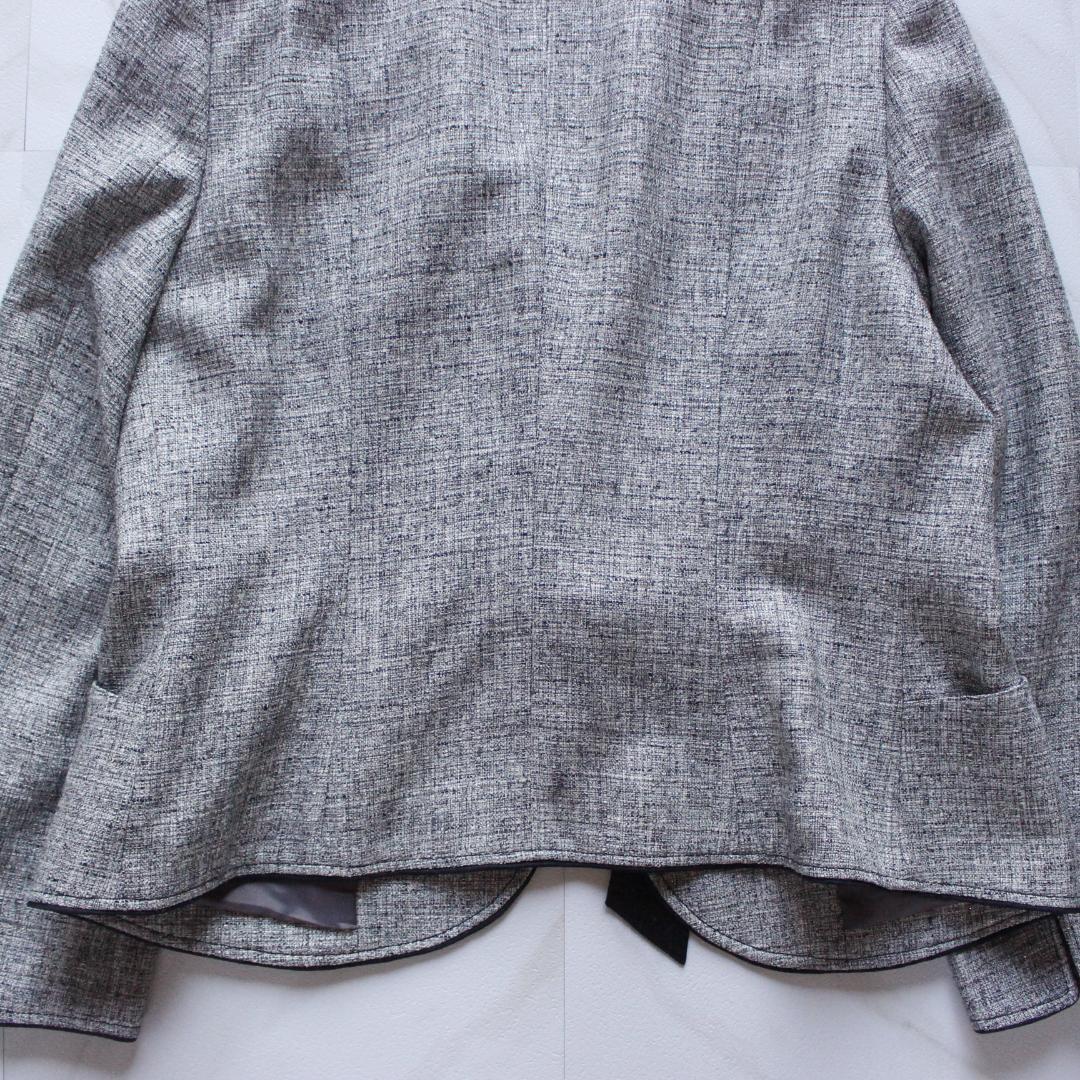 【大きいサイズ】23区 セットアップ 48 スカート ツイード リボン グレー