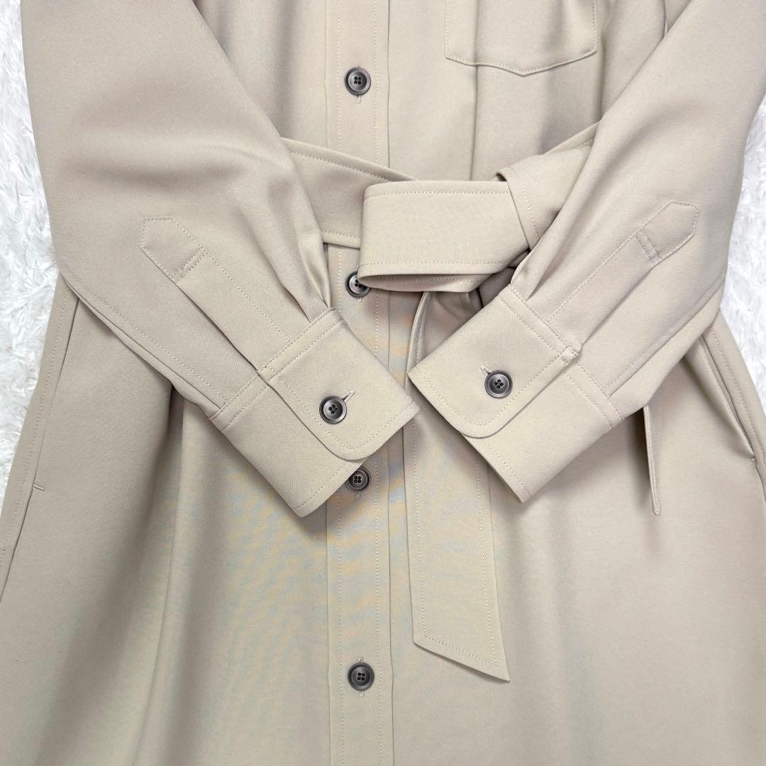 SOEJU　ソージュ　ソフトオックスシャツワンピース　S　ベージュ 長袖