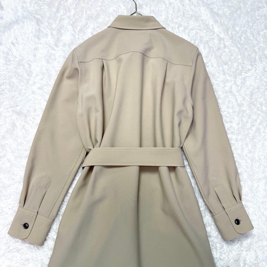 SOEJU　ソージュ　ソフトオックスシャツワンピース　S　ベージュ 長袖