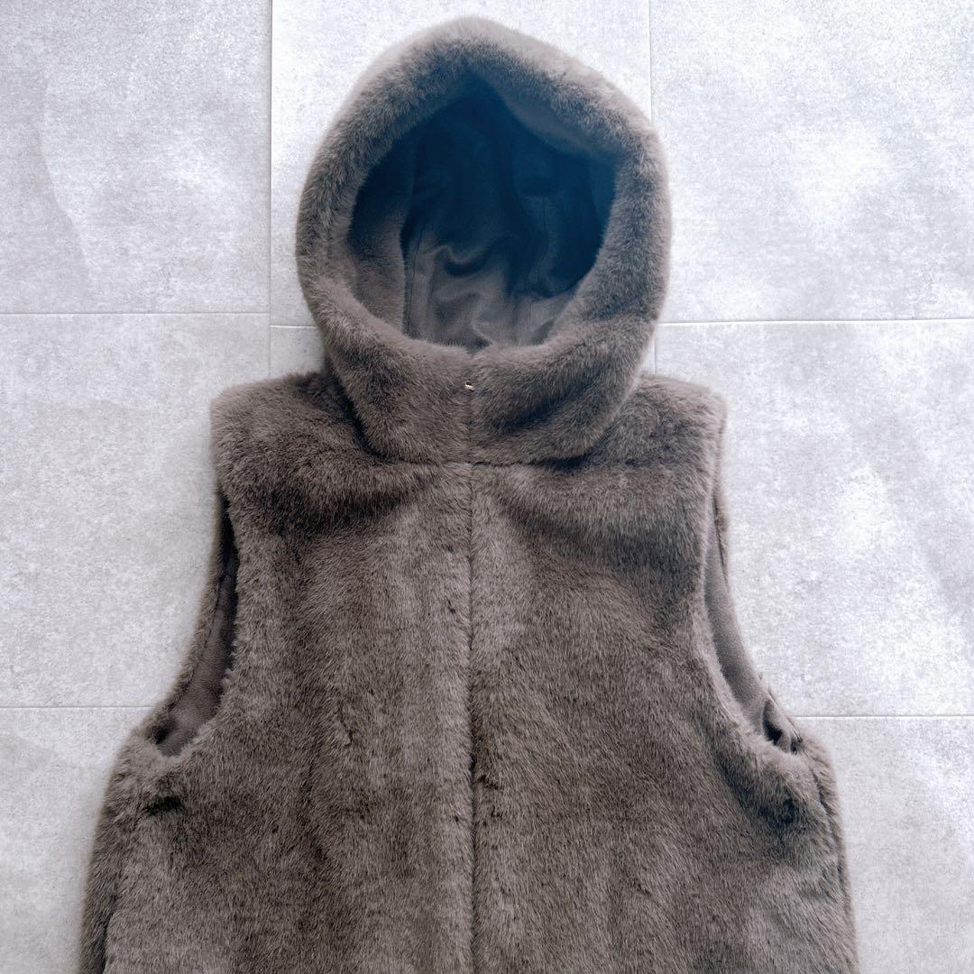 極美品✨ Arpege story ファージップベスト チャコールグレー M