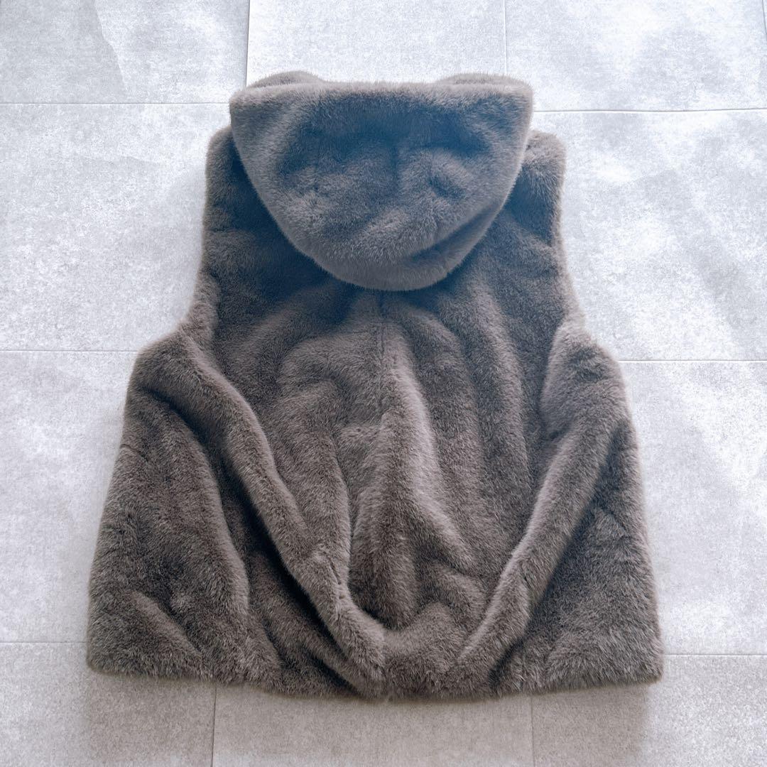 極美品✨ Arpege story ファージップベスト チャコールグレー M