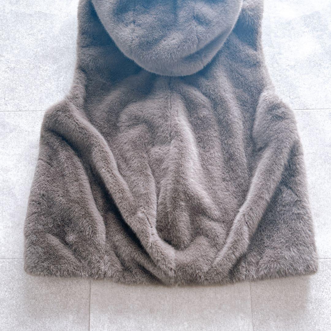 極美品✨ Arpege story ファージップベスト チャコールグレー M