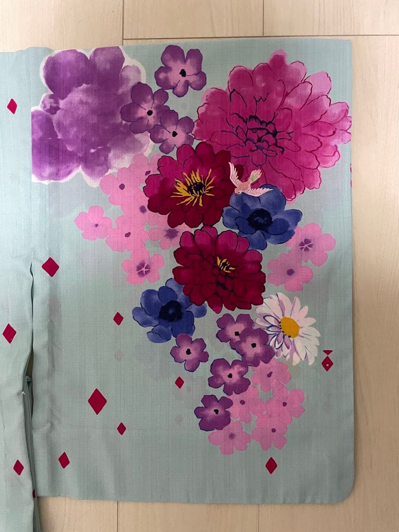 ふりふ　浴衣　水色